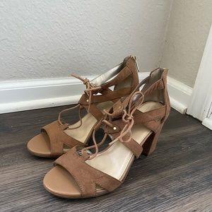 Brown lace up heels size 7 1/2